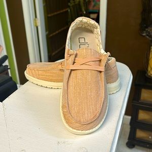 Hey Dude shoes, size 6, sparkling rose gold